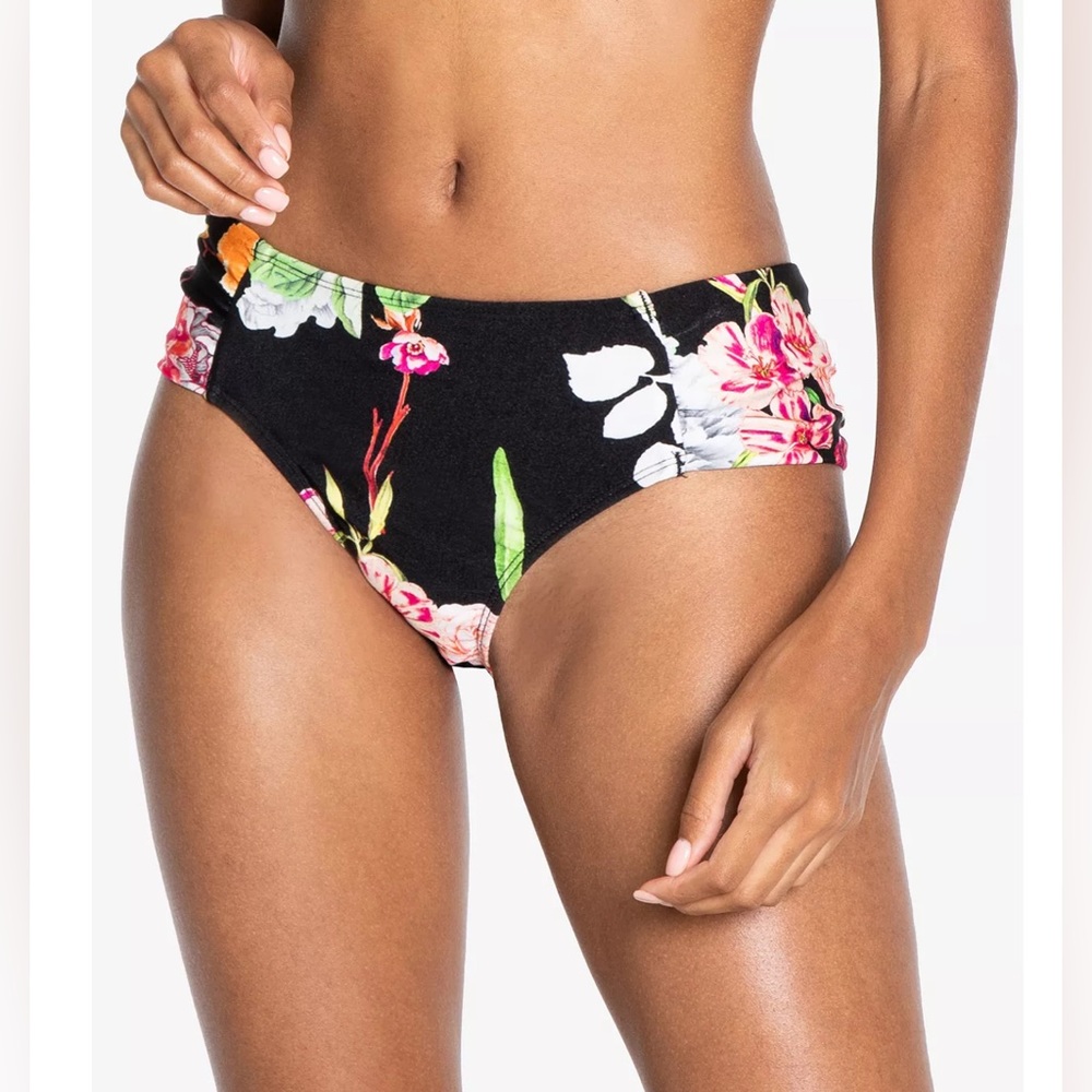 Rachel Roy Floral print Black, Pink & Red bikini bottom Size XS NWT